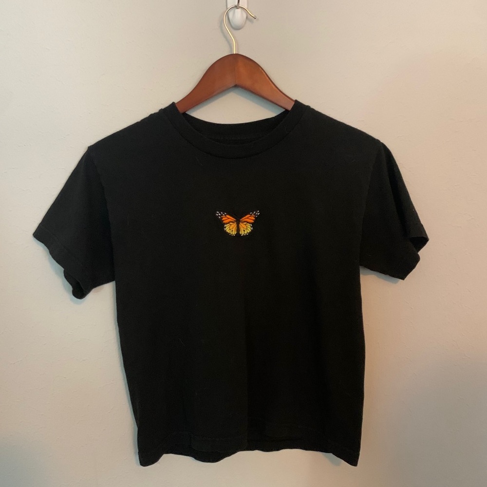 brandy melville black butterfly crop top
